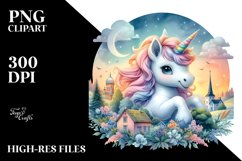 Baby Unicorn in Swedish Countryside PNG Product Image 3