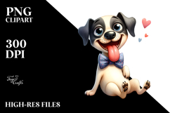 Whimsical Dog with Bow Tie PNG Product Image 2