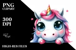 Expressive Unicorn with Big Eyes PNG Product Image 1