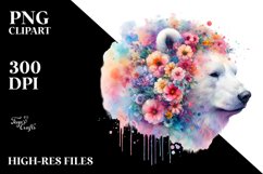 Floral Polar Bear Sublimation Clipart Product Image 3