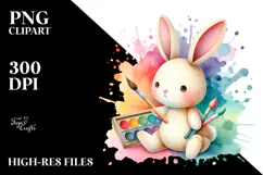 Colorful Pastel Bunny Made of Wood Title Product Image 2