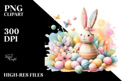 Colorful Pastel Bunny Made of Wood Title Product Image 2