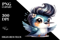 Energetic Baby Hummingbird with Big Eyes PNG Product Image 2