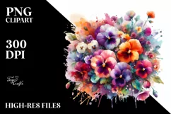 Colorful Pansy Bouquet | Watercolor Abstract Product Image 1