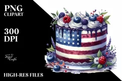 Vintage Cake in USA Flag Colors | Sublimation Clipart Product Image 1