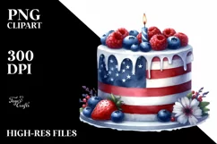 Vintage Cake in USA Flag Colors | Sublimation Clipart Product Image 1