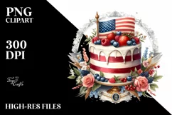 Vintage Cake in USA Flag Colors | Sublimation Clipart Product Image 3