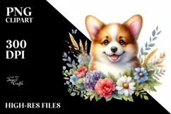 Colorful Pembroke Welsh Corgi Drawing | Sublimation Clipart Product Image 3