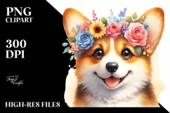 Colorful Pembroke Welsh Corgi Drawing | Sublimation Clipart Product Image 1
