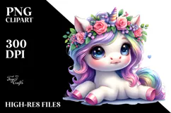 Cute Baby Unicorn Playing PNG Product Image 2