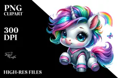 Cute Baby Unicorn in Style PNG Product Image 2