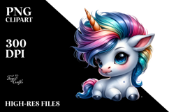 Cute Baby Unicorn in Style PNG Product Image 2