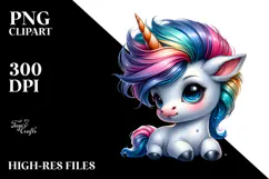 Cute Baby Unicorn in Style PNG Product Image 2