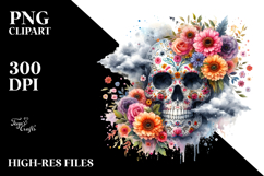 Colorful Skull Flowers PNG Product Image 2