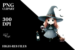 Funny Watercolor Witch PNG Product Image 2