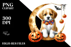 Halloween Puppy on Moon PNG Product Image 2