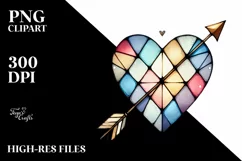 Simple Watercolor Stained Heart PNG Product Image 2