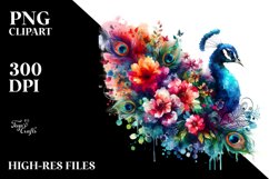 Floral Peacock Sublimation Clipart Product Image 3