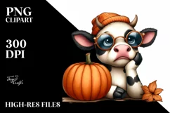Funny Cow Holding Pumpkin | Sublimation | Clipart Product Image 3