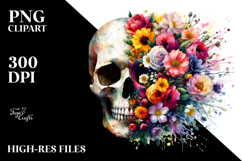 Skull with Spring Flowers PNG Product Image 2