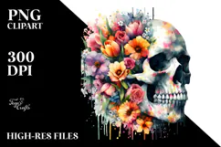 Colorful Grungy Skull PNG Product Image 2