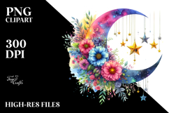 Vibrant Half Moon with Hanging Stars and Flowers, Product Image 2