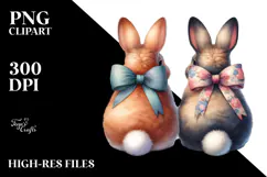 Colorful Vintage Bunnies Sitting PNG Product Image 2