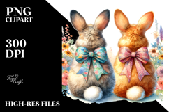 Colorful Vintage Bunnies Sitting PNG Product Image 2