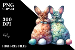 Colorful Vintage Bunnies Sitting PNG Product Image 2
