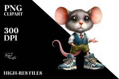 Expressive Mouse in Sports Shoes | Sublimation | Clipart Product Image 2