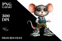 Expressive Mouse in Sports Shoes | Sublimation | Clipart Product Image 1