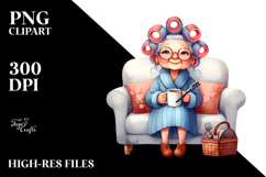 Watercolor Old Lady on Couch | Clipart Product Image 2