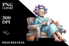 Watercolor Old Lady on Couch | Clipart Product Image 2
