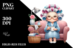 Watercolor Old Lady on Couch | Clipart Product Image 2