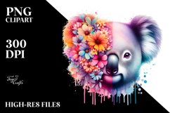 Floral 3D Koala Sublimation Clipart Product Image 1