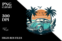 Retro Tropical Beach Beetle Car, PNG Product Image 2