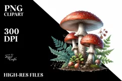 Detailed Mushroom Watercolor Splash PNG Product Image 1
