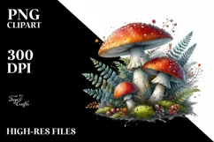 Detailed Mushroom Watercolor Splash PNG Product Image 1