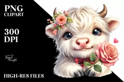 Cute Highland Cow Pink Rose Love Flowers |T-shirt, Mug, Tumb Product Image 8