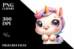 Expressive Baby Face Unicorn PNG Product Image 1