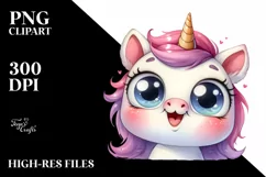 Expressive Baby Face Unicorn PNG Product Image 3