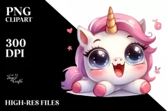 Expressive Baby Face Unicorn PNG Product Image 1