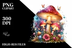 mushroom watercolor splash PNG Product Image 1