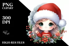 Cute Santa Hat Snowy Scene PNG Product Image 3