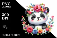 Vibrant Panda with Flower Crown PNG Product Image 1