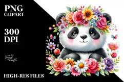 Vibrant Panda with Flower Crown PNG Product Image 1