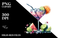 Whimsical Watercolor Gnome Drinking Cocktail PNG Product Image 2