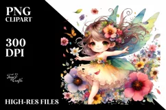 Colorful Tumbling Fairy with Flower Petals | Sublimation Product Image 3
