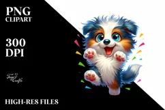 Colorful Baby Collie Dancing PNG Product Image 1