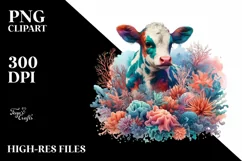 Colorful Baby Cow PNG Product Image 1